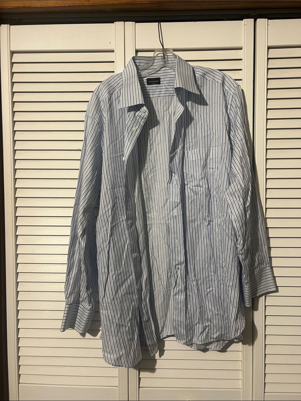 Ermenegildo Zegna Blue & White Striped Dress Shirt